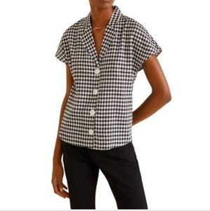Mango gingham linen shirt size 8